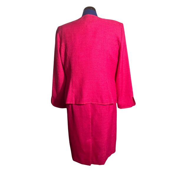 Vintage Leslie Fay Pink Two-Piece Dress Suit | Jacket & Sleeveless Dress US 16P - Picture 6 of 11